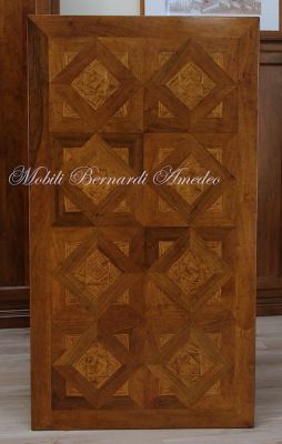 Classic style solid wood desk with inlaid top and 3 drawers